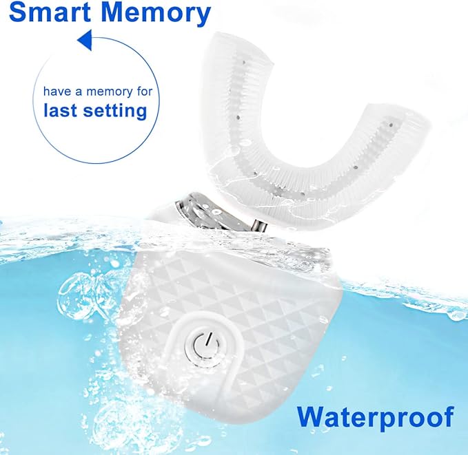 Ultrasonic Electric Toothbrush, U Shaped Automatic Toothbrush for Adults 360° Whole Mouth Toothbrush Whitening IPX7 Waterproof