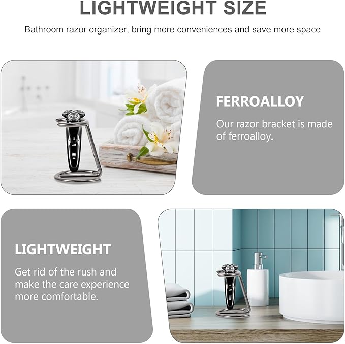 Ferroalloy Razor Brush Stand and Shaving Razor Organizer for Men, Gunmetal Bathroom Storage Rack, Beard Grooming Holder for Home and Travel