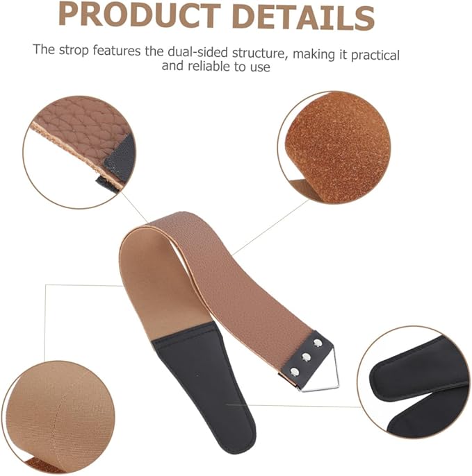 OUNONA Double-Sided Leather Razor Strop 2pcs Manual Shaving Tool for Home Use Random Color Razor Sharpening Strap for Straight and Barber Supplies