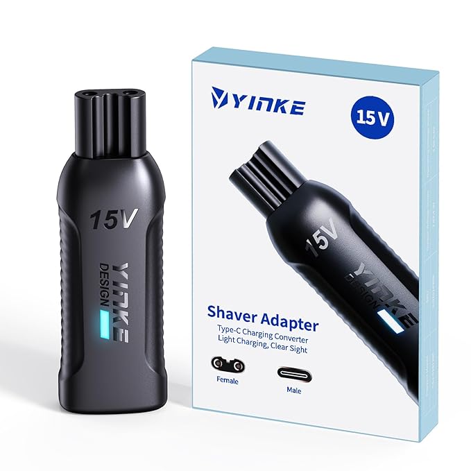 15V Type-C Shaver Adapter Charging Converter for Philips Oneblade QP6530/QP6520/QP6620/QP6510 Shaver Series, HQ8505 USB-C Electric Razor Power Adapter (1 PC)
