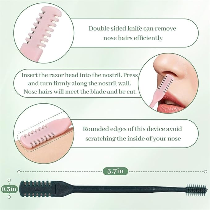 5PCS Nasal Hair Cutter for Women Men, 2026 Upgraded Portable 2-in-1 Nasal Hair Cutter Sticks Double Sided Nose Knife with Soft Cleaning Brush ﻿