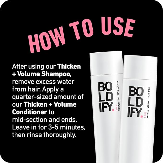Boldify Thicken Volume Conditioner - Ultimate Biotin Formula for Hair Thickening, Split End Repair, Nourishment, and Fine or Oily Hair for Women & Men