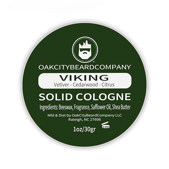 Oak City Beard Company - Viking - Solid Cologne - 1 Ounce - Vetiver - Cedarwood - Citrus Notes