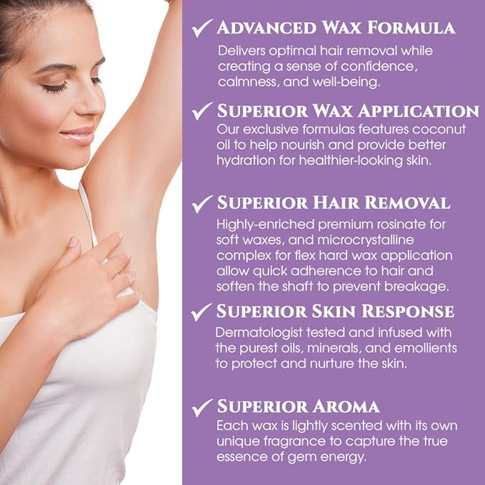 Satin Smooth Silver Tourmaline Hair Removal Wax - Professional Waxing for Sensitive Skin, Smooth Results, Ideal for Fine to Coarse Hair, 14 oz