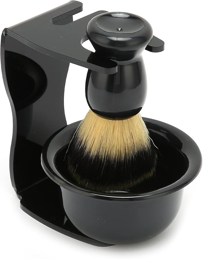 Shaving Brush Kit, Soft Brush Hair 3pcs Beard Shaving Brush Long Lasting for Father's Day Gifts for Birthday Male