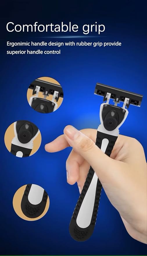 Max A Series 6 Stainless Steel Razor Blades With Pivoting Head, Lubricating Strip Super Comfort Razor For Men Shaving, 3 Pack.