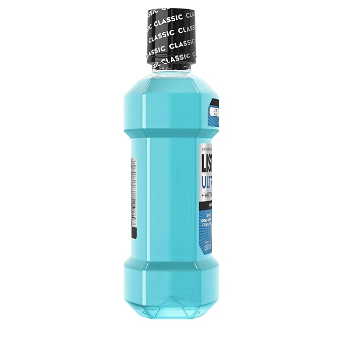 Listerine Ultraclean Intense Antiseptic Mouthwash + Whitening Protection*, Everfresh Technology to Help Fight Bad Breath, Gingivitis, & Plaque, Tartar Control Oral Rinse, Intense Mint, 1.5 L