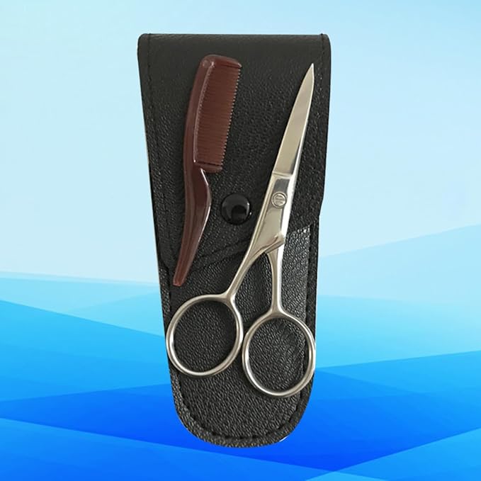 NOLITOY 3sets Stainless Steel Eyebrow Scissors Mustache Trimming Shears Brow Grooming Kit Hair Salon Tool