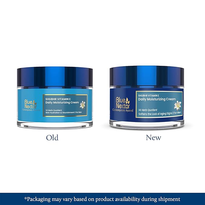 Blue Nectar Mens Face Moisturizer Cream with Plant Based Vitamin E & Vitamin C for Collagen | Daily Moisturizing, Day & Night Anti Aging & Wrinkle Cream for Men (14 Herbs, 1.7 Oz)