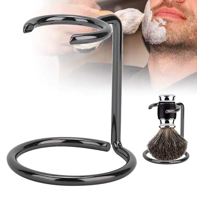 Razor and Shaving Brush Stand, Stainless Steel Shave Brush Holder Razor Storage Shaving Kit Fits Most Razors and Brushes for Salon Home Travel