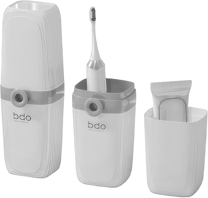 Toothbrush Cup Toothbrush Travel Case, Travel Toothbrush Holder Case with Cover Portable Multifunctional Toothbrush Cover, Suitable for Travel Business Camping Bathroom School or Daily Uses (A-White)