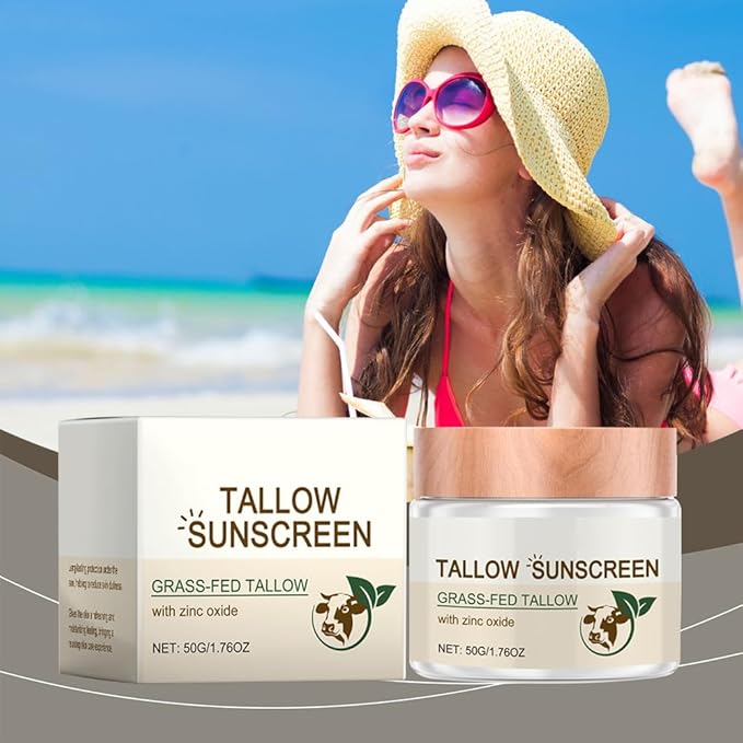 Mineral Tallow Sunscreen for Women and Men,2 Pack Natural Beef Tallow Sunscreen with Nourishing,Moisturizing and Long Last Sunblock Effect,Face and Body Sunblock for All Skin Type,3 Oz (white)