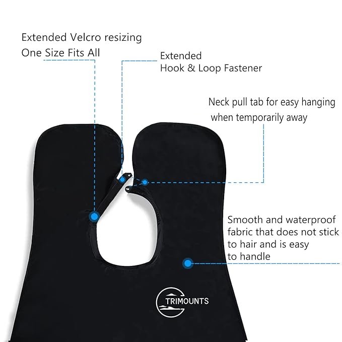 Beard Bib Apron for Men,Christmas Day Gift Beard Hair Catcher for Sink Non-Stick Beard Cape,1 Size Fits All,Grooming Accessorie Gift for Dad or Husband(Black)
