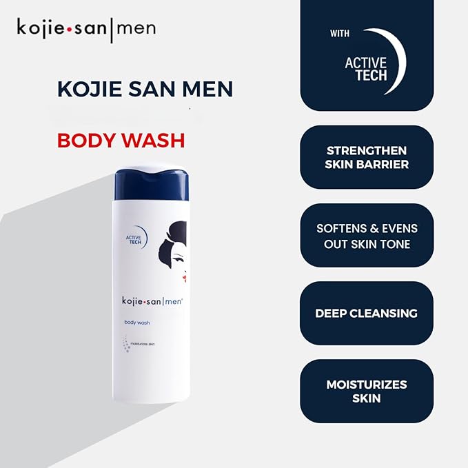 Kojie San Men Body Wash with Advance Active Technology, 300ml – Moisturizing Shower Gel for Men's Skin, Deep Cleansing Formula, Paraben-Free