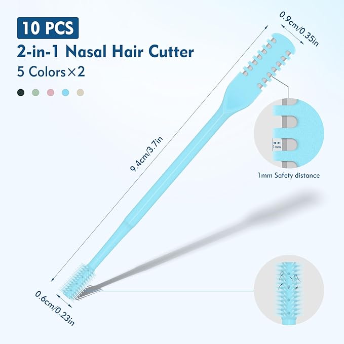 10 Pcs Nasal Hair Cutter, 2025 New 2-in-1 Double Sided Nose Hair Trimmer, 360° Rotating Manual Nose Hair Trimmer for Men and Women, Portable Professional Nasal Remover for Home Travel Essentials