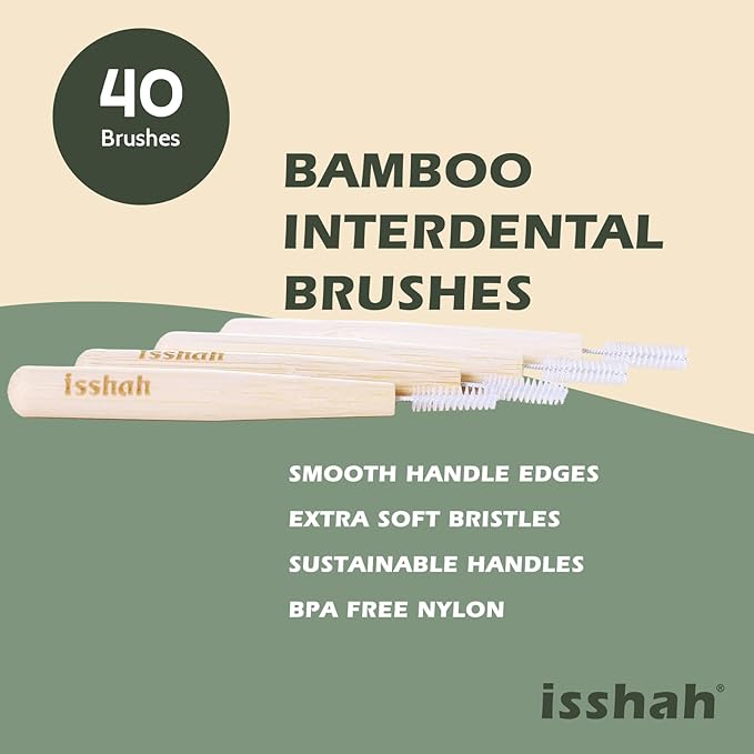 Biodegradable Bamboo Handle Interdental Brushes Between Teeth Cleaner Deep Clean Toothpick, FSC Certified and PETA Approved, Size 1 (0.45mm), 40 Count