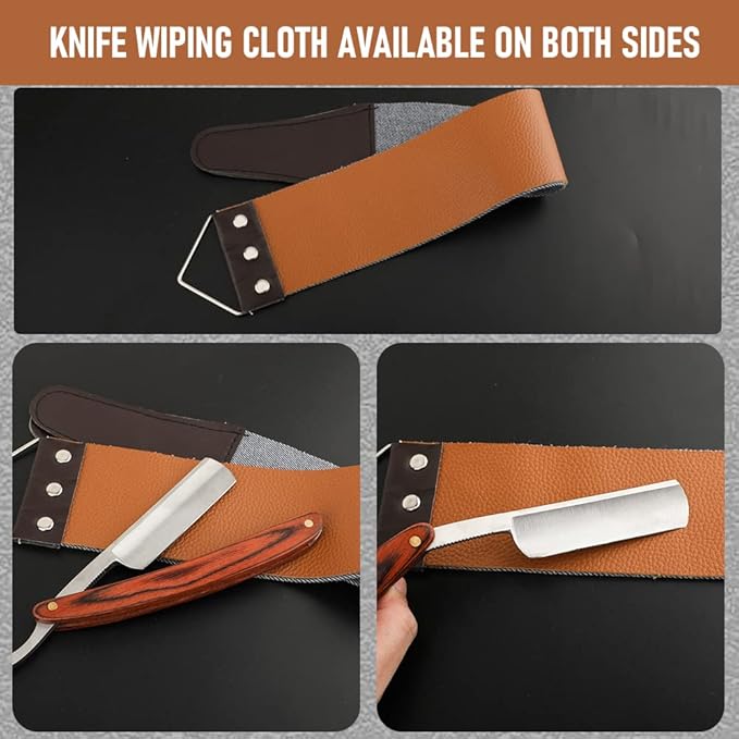 Straight Razor With Strope - Professional Straight Edge Barber Premium Stainless Steel Shaver With Shaving Strop for Men Home & Salon Grooming Using (NO.147)