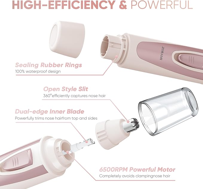 ZORAMI Replacement Nose Hair Trimmer Head, Stainless Steel Blades, Designed Battery-Operated Trimmer, Rose Pink