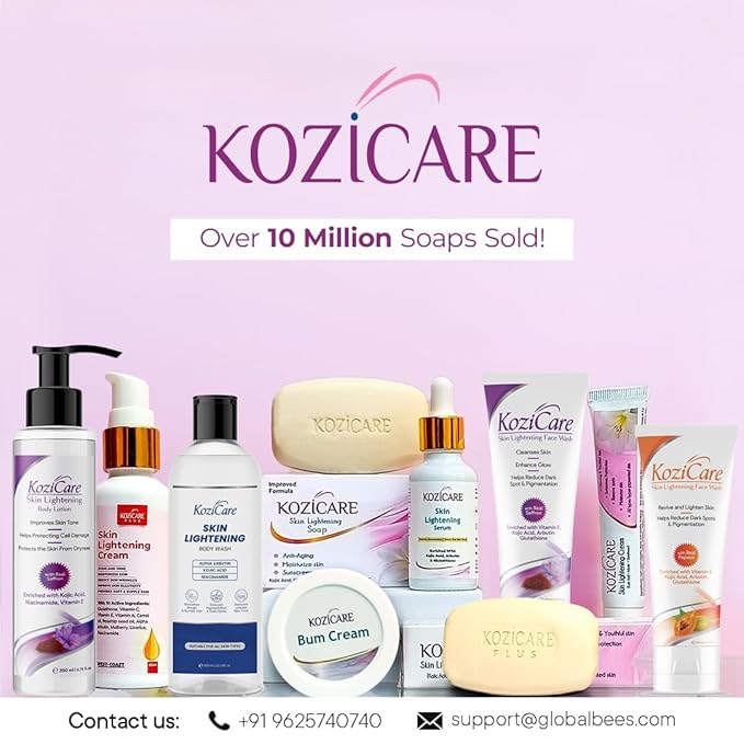 Kozicre Kojic. Acid Soap & Glutathione | Whitening | Body Tan Removal | Bath for Men & Women | Remove Dark Spots & Hyperpigmentation | For Glowing Skin - Pack of 3