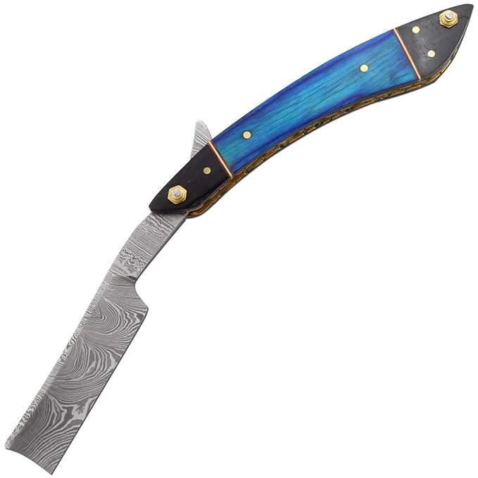 Straight Razor | Straight Edge-Razor Sharp High Hardness Real Damascus Steel Cutthroat Straight Edge-Blade | Barber Razor (327)