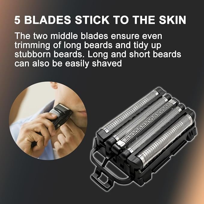 Men's Electric Shaver Replacement Blades and Foil for Pa-nasonic ARC5 5-Blade Shavers, Compatible with WES9032P ES9032 ES9034 ES9036 ES9038, Fits Models ES-LV61, ES-LV65, ES-LV67, ES-LV95, ES-LV97