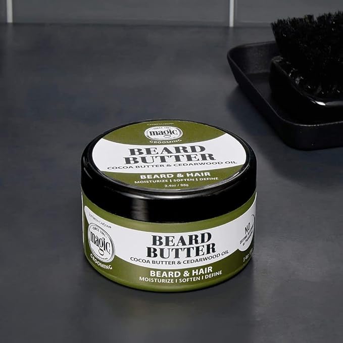 SoftSheen-Carson Magic Men's Grooming Conditioning Beard Butter With Cocoa Butter and Cedarwood Oil, Moisturizes, Softens and Define With No Drying Alcohol, 3.5 ounces