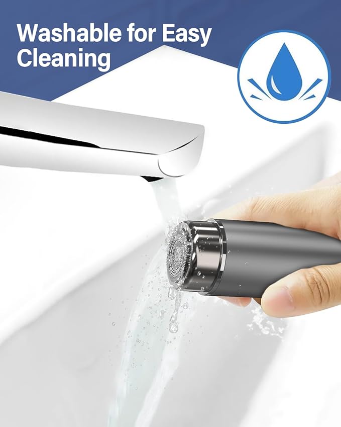 Electric Razor for Men - Rechargeable Electric Shaver for Men，Portable Razor for Travel，Mini Shaver for Travel，3D Waterproof - Silver Gray