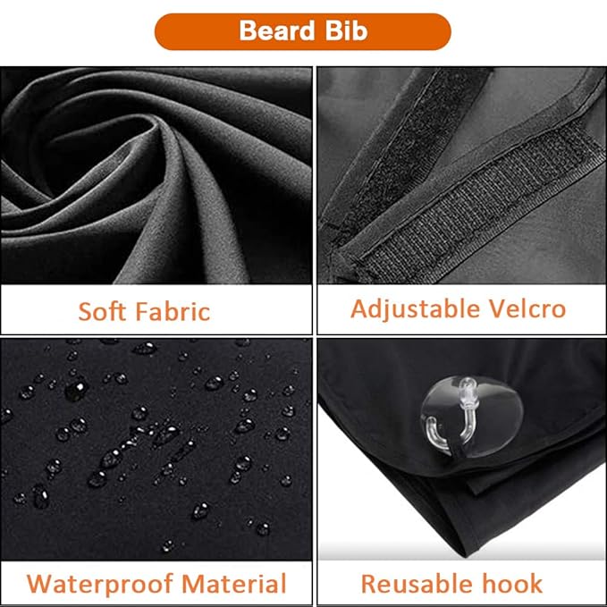 Beard Bib Apron for Men, Christmas Day Gift Beard Trimming Catcher Bib for Shaving & Hair Clippings, Waterproof Non-Stick Hair Catcher Grooming Cloth with 2 Suction Cups