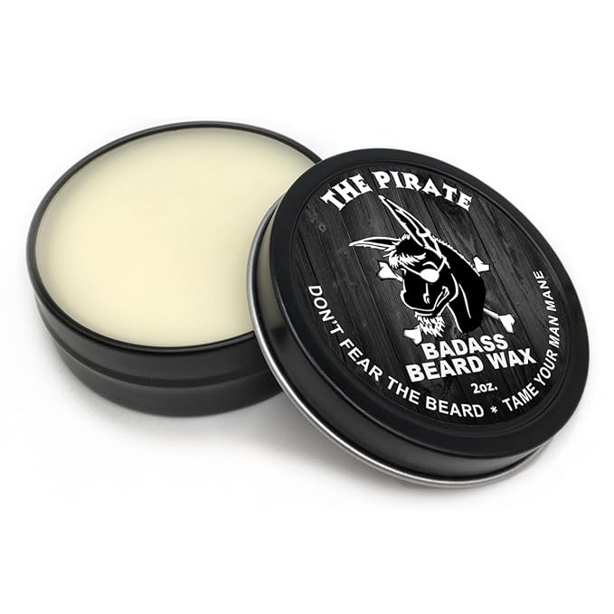 Badass Beard Care Beard Wax For Men - The Pirate, 2 oz - Softens Beard Hair, Leaves Your Beard Looking and Feeling More Dense