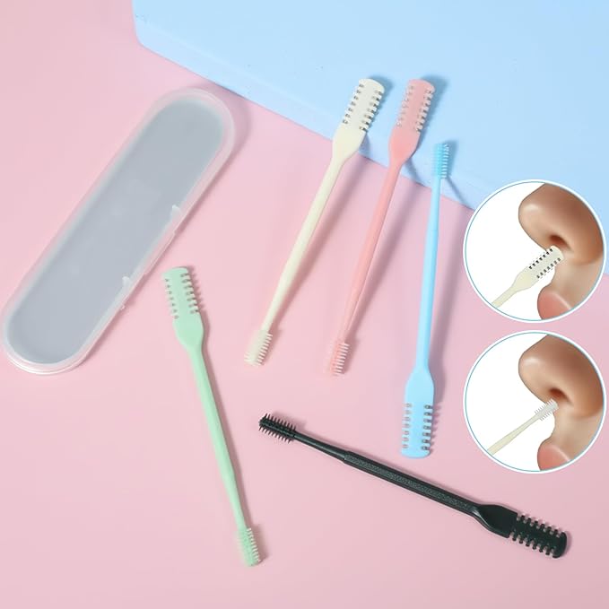 15 Pcs 2 in 1 Nasal Hair Cutter,Manual Nose Hair Cutter for Women,Portable 360° Rotating Manual Nose Hairs Trimmer for Women,Double Sided Nasal Hairs Cutters for Men with Cleaning Brush
