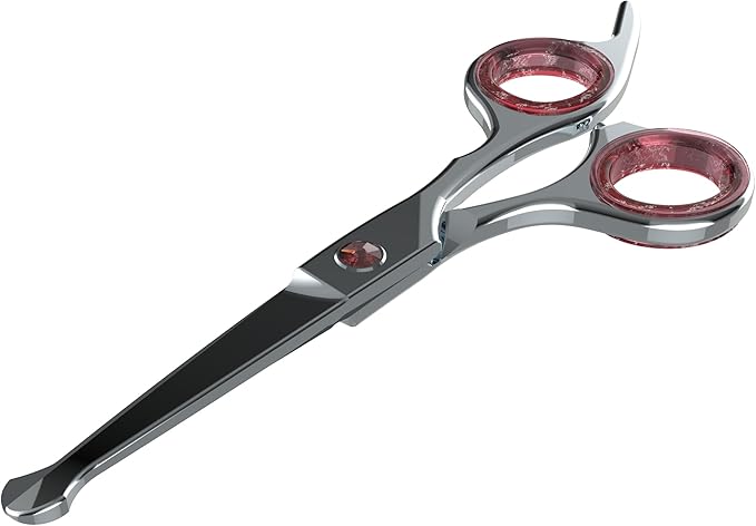 Mustache Scissors for Men 5.5 Inch – Premium Stainless Steel Mustache & Beard Trimming Scissors with Rounded Tips for Safe Precision Grooming, Nose, Eyebrow & Facial Hair Scissor (Red)