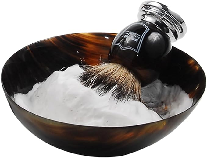 Parker Genuine Ox Horn Palm Lathering Shave Bowl – Handcrafted Natural Horn Bowl for Wet Shaving & Shave Soap Lather Mixing
