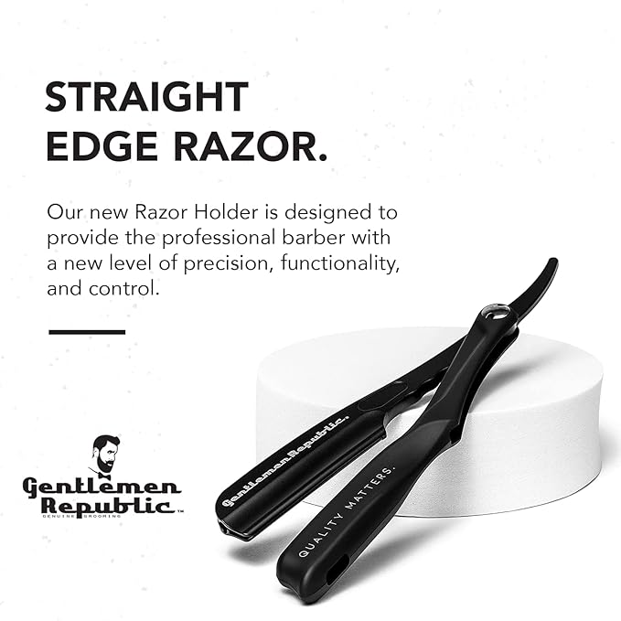 Gentlemen Republic Straight Edge Razor Holder: Premium Black Safety Razor Holder for Professional Barbers and Everyday Home Grooming - Achieve the Shave with Confidence