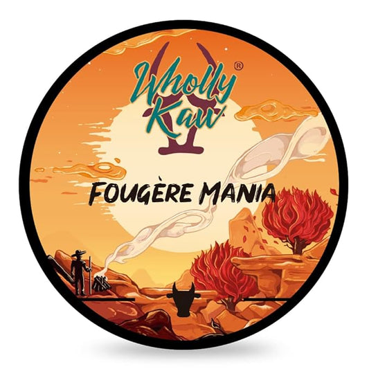 Fougère Mania Tallow Shaving Soap. Enriched with Donkey Milk, Water Buffalo Milk, Whey Proteins, Omega 3, Omega 6, Hops Extract. Neroli, Lavender, Amber, Oakmoss, Coumarin, Tonka Bean, Musk, Labdanum