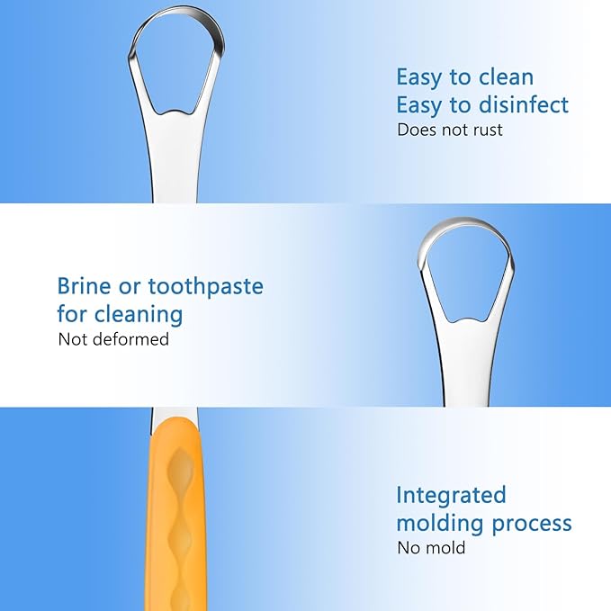 4 Pcs Tongue Scraper Cleaner Adults and Kids Stainless Steel Tongue Brush Metal Scraper Reduce Bad Breath with Travel Cases for Men Women Oral Mouth(Purple, Orange, Blue and Green)