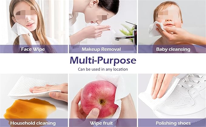 Men Women Multifunctional Cotton Cloth Roll Dry Wipes Facial Cloths Towel Towelettes Drying Facial Tissue Makeup Remover Care (2pcs-a,one size)