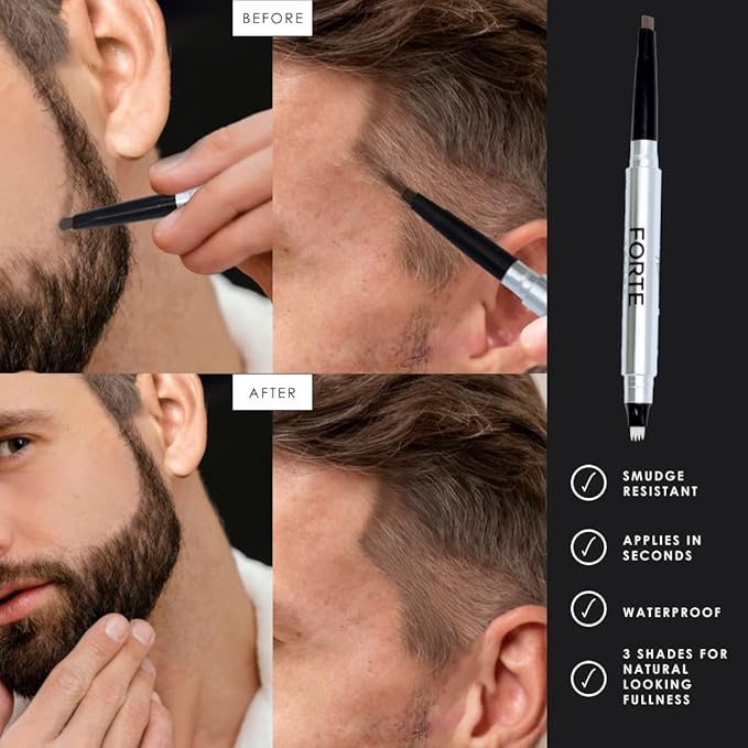 Forte Series Beard and Hairline Shaper, Smudge-Resistant Wax, Precision Brush, Sleek Travel Packaging (Black)