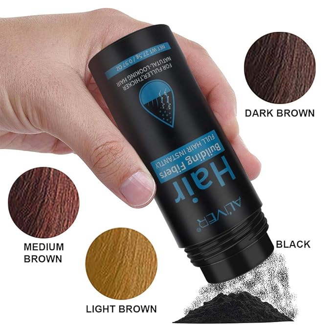 Aliver Hair Fibers for Thinning Hair - Dark Brown - Undetectable Natural Formula - Thicker Fuller Hair in 15 Seconds - Conceals Hair Loss & Look Younger - Designed for Men & Women,0.97Oz