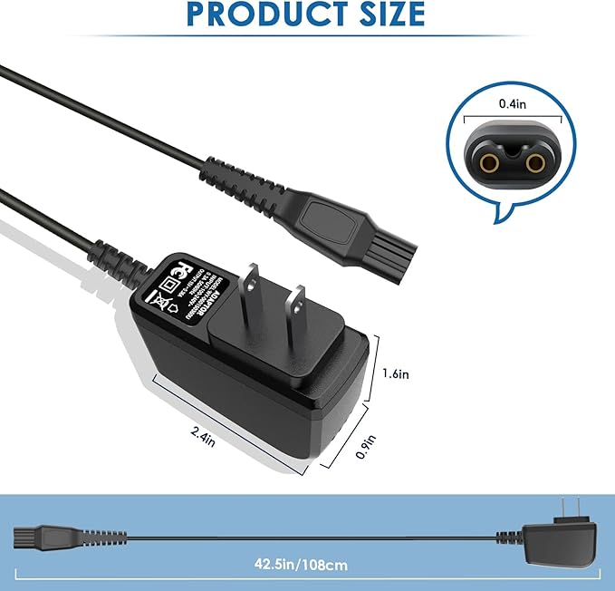 15V Charger Cord Compatible with Norelco HQ8505 3000 5000 7000 9000 Series MG5750 MG7750 MG7790 Shaver
