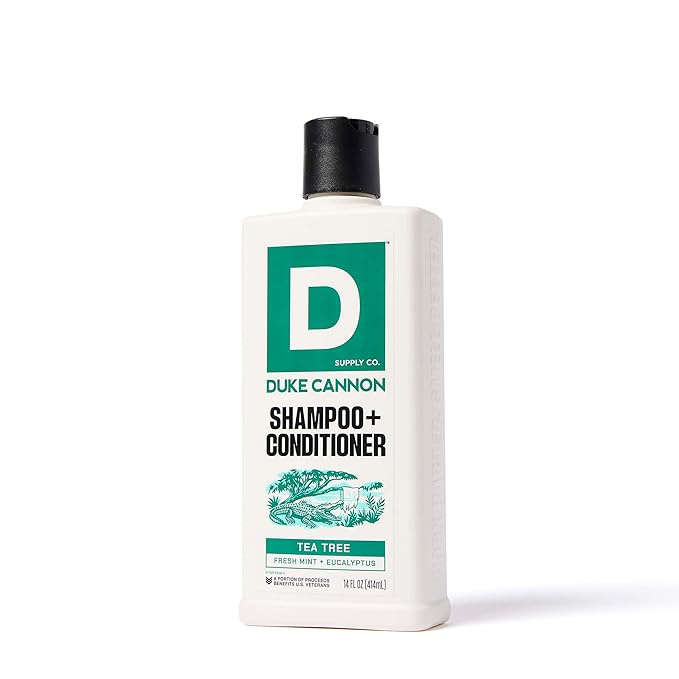 Duke Cannon 2-in-1 Shampoo & Conditioner for Men – Tea Tree Oil, Refreshing Scalp Care, Sulfate Free, 14 oz