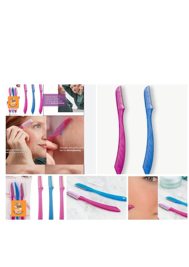 Eyebrow Trimmer Set for Women - Silver, Modern Style - All Skin Types - 3 Blades - Portable - Women's Facial Hair Removal Tool