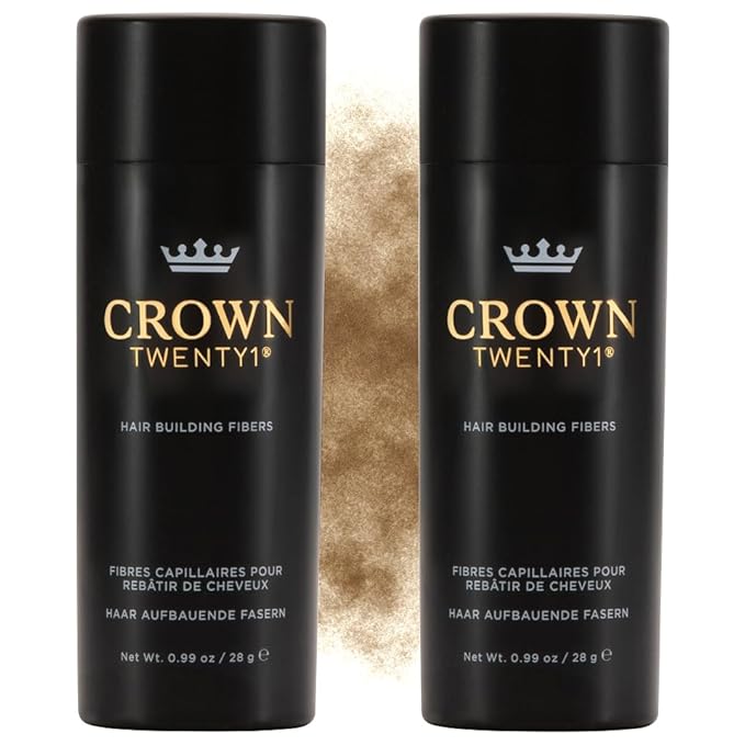 CROWN Hair Building Fibers Multipack (2 x 28g) - Instantly Cover Fine & Thinning Hair for a Thicker, Fuller Look - A Natural Keratin Concealer - 14 Shades for Men & Women - Medium Blonde