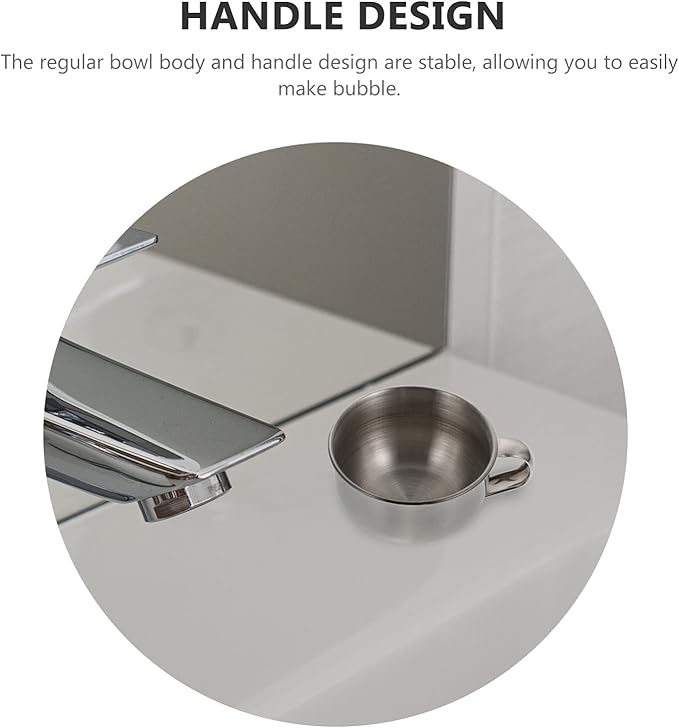 LIFKOME Stainless Steel Shaving Soap Bowl Bubbling Bowl Handle for Men Shaving Mugs Bubble Brush