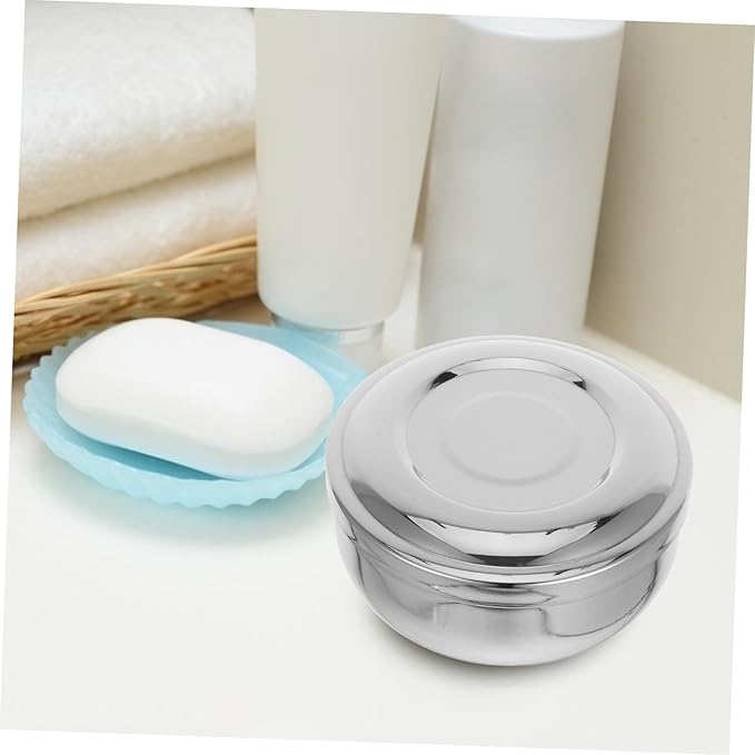 Stainless Steel Shaving Bowl with Lid for Men Sturdy Shave Soap Dish Travel-Friendly Shaving Cream Container for Wet Shave Home Salon Use
