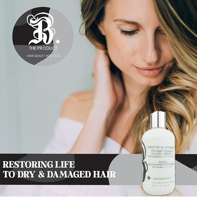 Biotin Vitamin Hair Conditioner for Thinning Hair - Moisturizing Conditioner with Aloe Vera and Cucumber Conditioning Treatment for Dry and Damaged Hair B THE PRODUCT 8.5oz