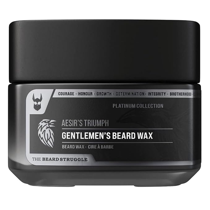 Gentlemen's Beard & Mustache Wax for Men by Beard Struggle - Viking Beard Wax Helps to Tame Style & Groom - Platinum Collection - Aesir's Triumph - Moustache Wax, 50g / 1.76 US. oz.