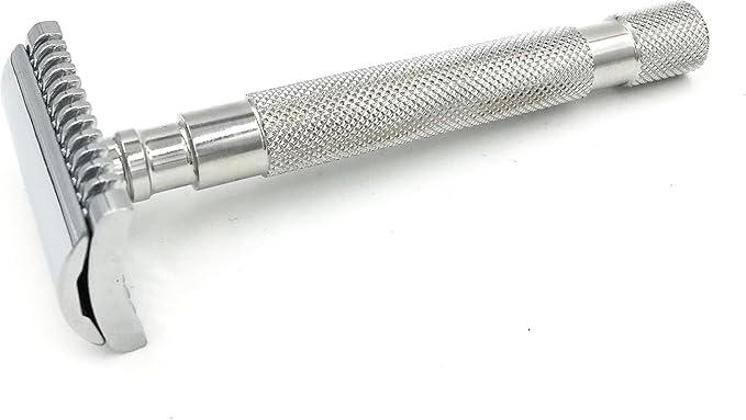 Parker 68S Stainless Steel Handle Double Edge Safety Razor with 5 Blades