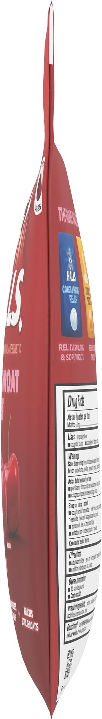 HALLS Cough and Throat Relief Cherry Cough Drops, Value Pack, 80 Drops
