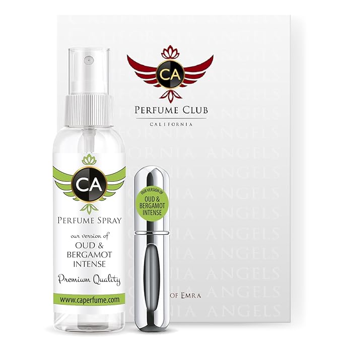 CA Perfume Eco Refill Impression of Oud & Bergamot Intense For Women & Men Unisex Fragrance Concentrated Long Lasting Eau de Parfum Spray Refillable Atomizer Bottle2 Fl Oz/60ml