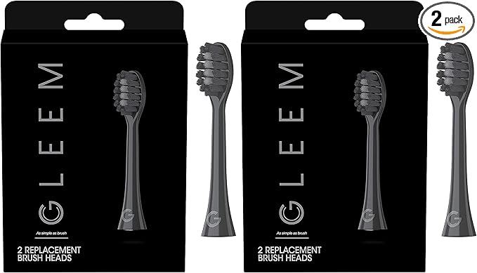 GLEEM Toothbrush Replacement Brush Heads Refill,Black,2 Count (Pack of 2)